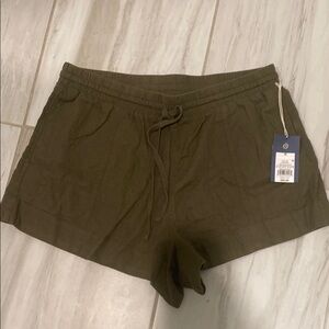 Olive Green linen blend shorts